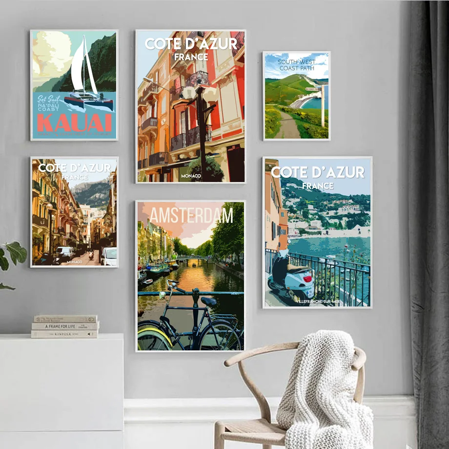 Vintage World Landscape Painting Venice Wall Art Canvas Painting Nordic Posters And Prints Wall Pictures For Living Room Decor