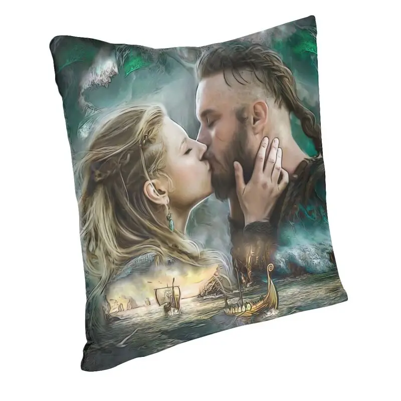 Vikings Lagertha Ragnar Lothbrok Sofa Cushion Cover Velvet Norse Valhalla Warrior Pillow Case Living Room Decoration Pillowcase