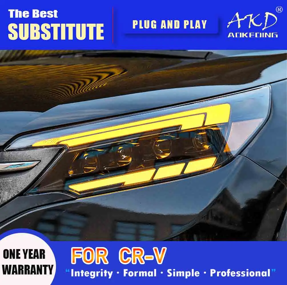 AKD Head Lamp for Honda CR-V LED Headlight 2012-2014 Headlights CRV DRL Turn Signal High Beam Angel Eye Projector Lens