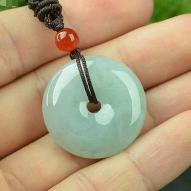 

Natural Burmese Jade A Grade Donut Pendant Jewelry Necklace