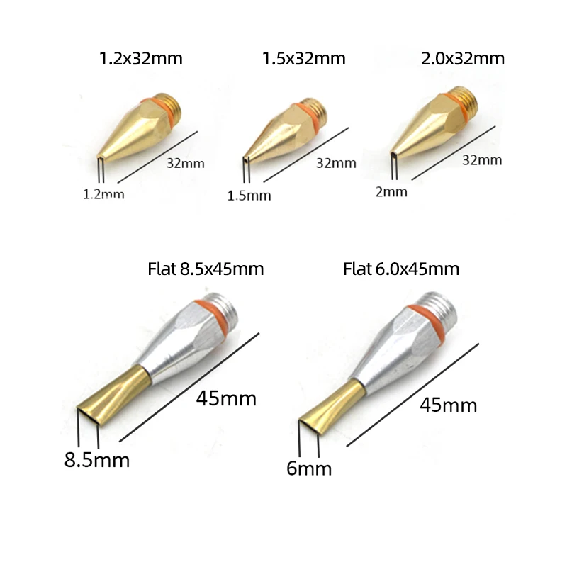 1Pcs/Lot Hot Melt Glue Gun Nozzles Copper Long Nozzle Large or Small Diameter 1mm/1.5mm/2mm/6mm Flat Nozzle with Nozzle Wrench