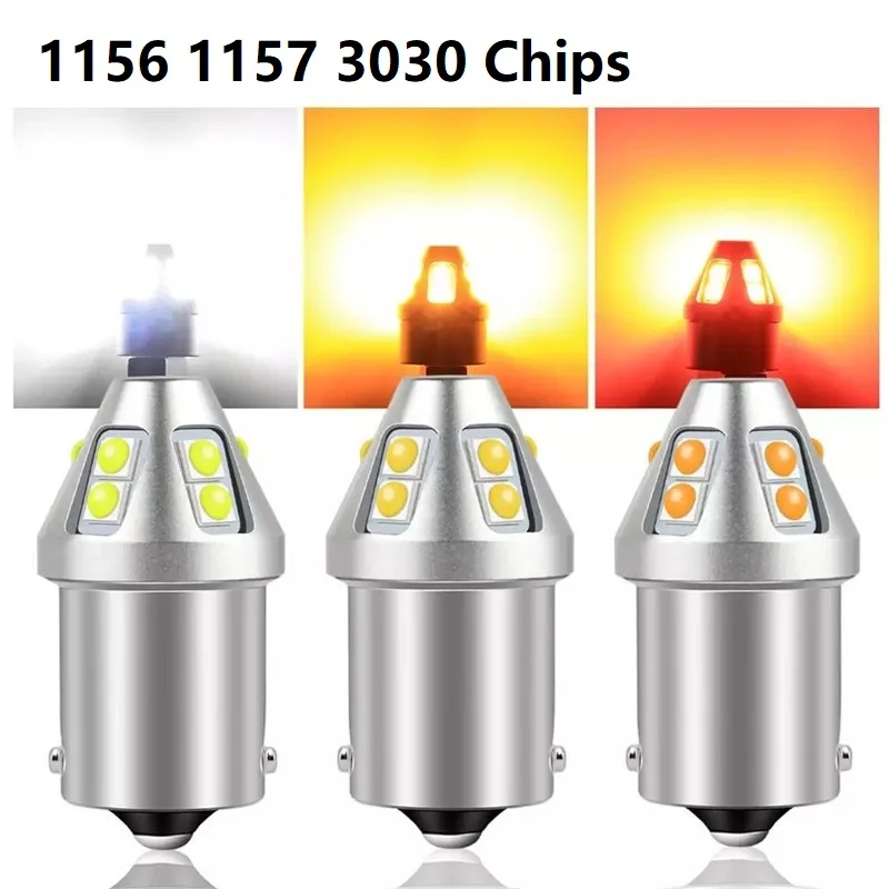 

1 шт. BA15S 1156 светодиодный ные BAU15S красно-белые янтарные стоп-сигналы T20 7440 7443 W21W W21/5W Автомобильные указатели поворота 3157 P27W светодиодный 12 в 24 В