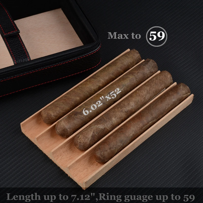 Luxuray Leather Cigar Case Portable Cigar Humidor Cedar Wood Travel Cigar Box W Humidifier Cuban Cigar Holder Best Accessory