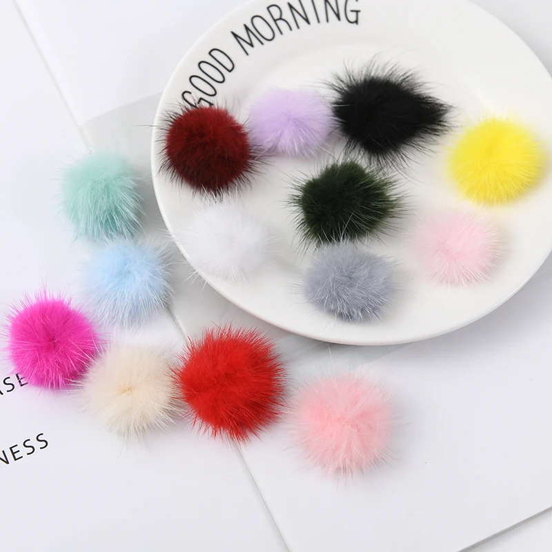 10pcs 3cm Fur Pompom Mink Pom Poms White Soft Pompon DIY Material Earrings Hair Accessories Decor Clothing Shoes Hats Supplies