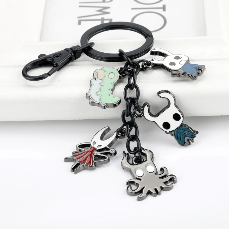 Game Metroidvania Theme Jewelry Hollow Knight Figure Pendant Metal Enamel Keychain Cute Gift