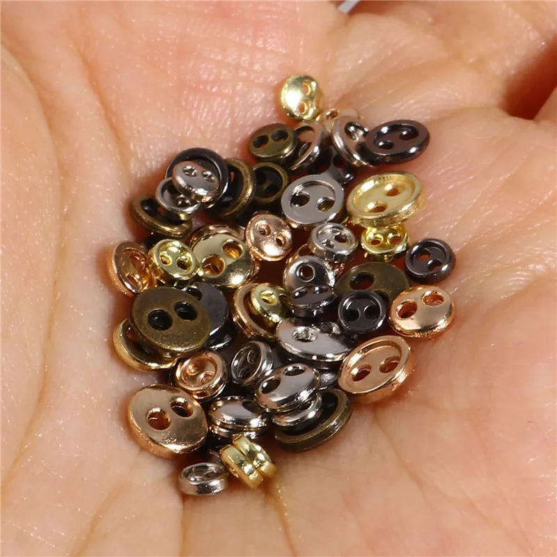 50Pcs 3/4/5/mm Mini Metal Buttons for DIY Doll Clothes Round Buckles 2 Holes Handmade Card Making Scrapbooking Buttons Sewing