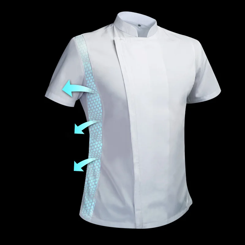 Zomer chef kostuum kok jas mannelijke chef's zwart shirt Restaurant Uniform Kapper Werkkleding Overalls