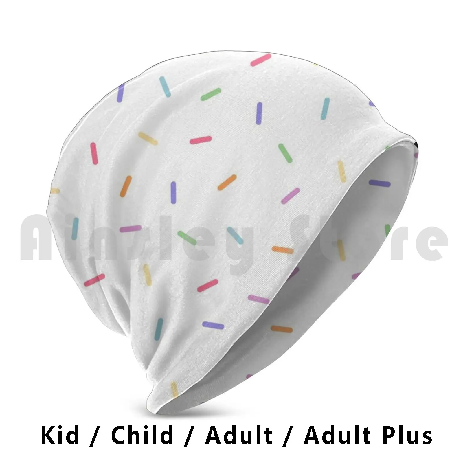 Rainbow Candy Sprinkles Beanie Hedging Cap DIY Print Cushion Rainbow Candy Sprinkles Cute Kawaii Fun Pastel Colors