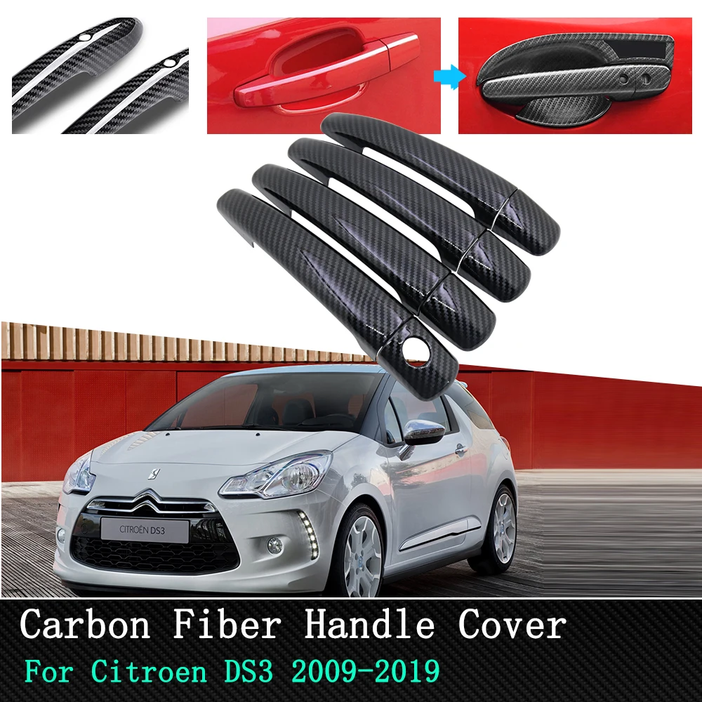 Car Door Handle Cover Fiber Protection Carbon for Citroen DS3 2009 2010 2011 2012 2013 2014 2019 Exterior Shell Automative-Goods