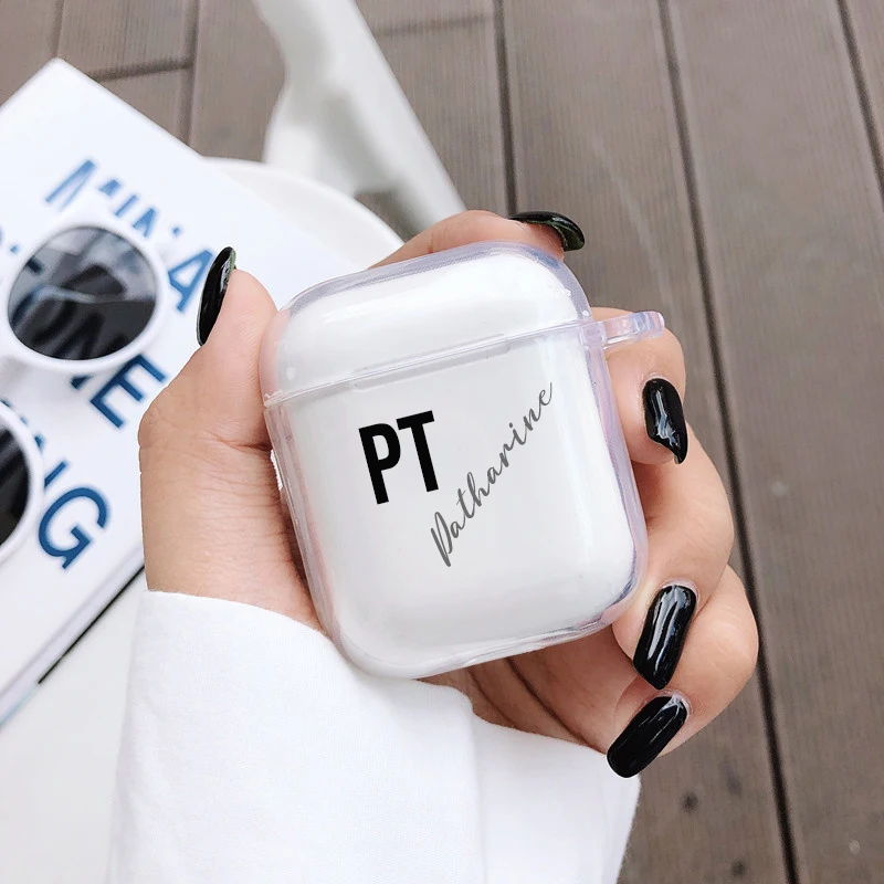 Personalizado nome inicial logotipo caso diy para airpods 1 2 casos silicone macio transparente capa de fone ouvido para airpods pro 3