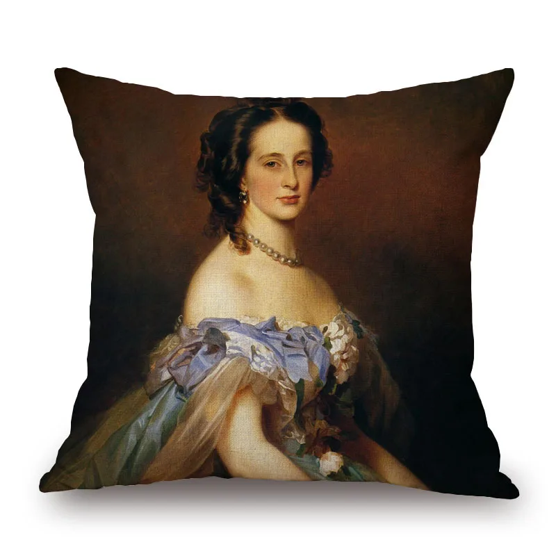 Angelica Kauffman World Famous European Royal Elegant Lady Portrait Oil Painting Pillow Case Neoclassic Decoration Cushion Cover