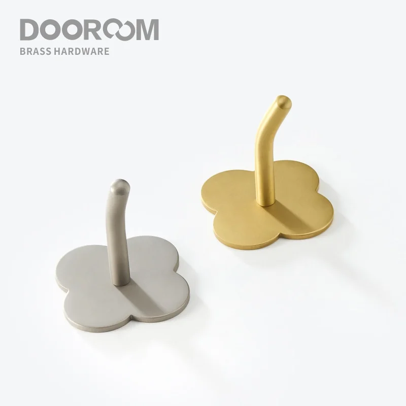 Doodoom Brass Punch Free Bearing Hooks Bathroom Indoor Kitchen Hallway Wall Clothes Hooks Wall Hangers Row Hooks Nordic