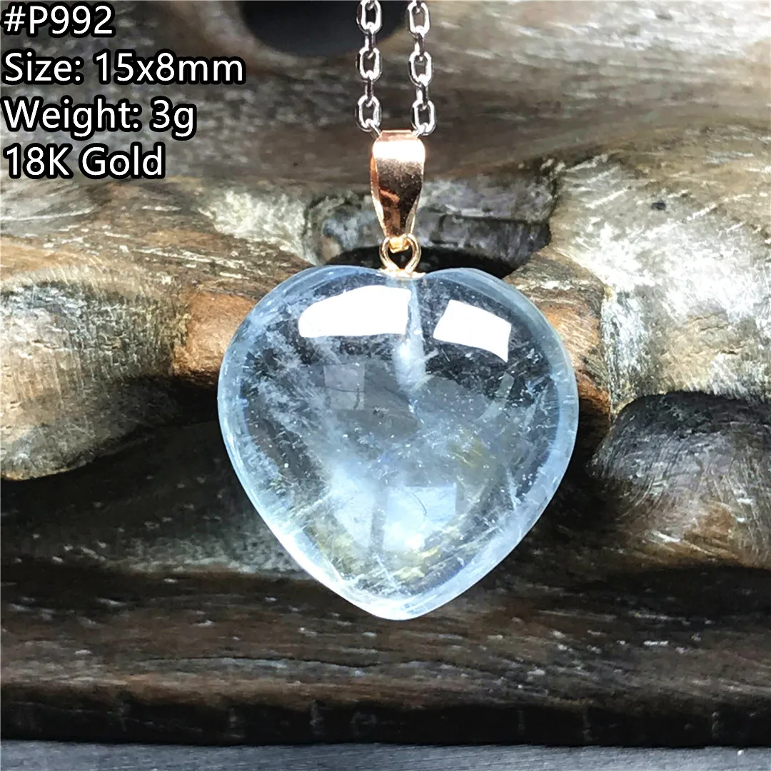 

Top Natural Blue Aquamarine Pendant 18k Gold Jewelry For Women Lady Man 15x8mm Heart Beads Healing Crystal Gift Stone AAAAA