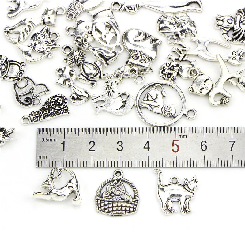 20pcs/lot Random Mix Animal Cat Charms Lot For Bracelet Making Metal Dog Owl Butterfly Charms Pendants Necklace Jewelry Findings
