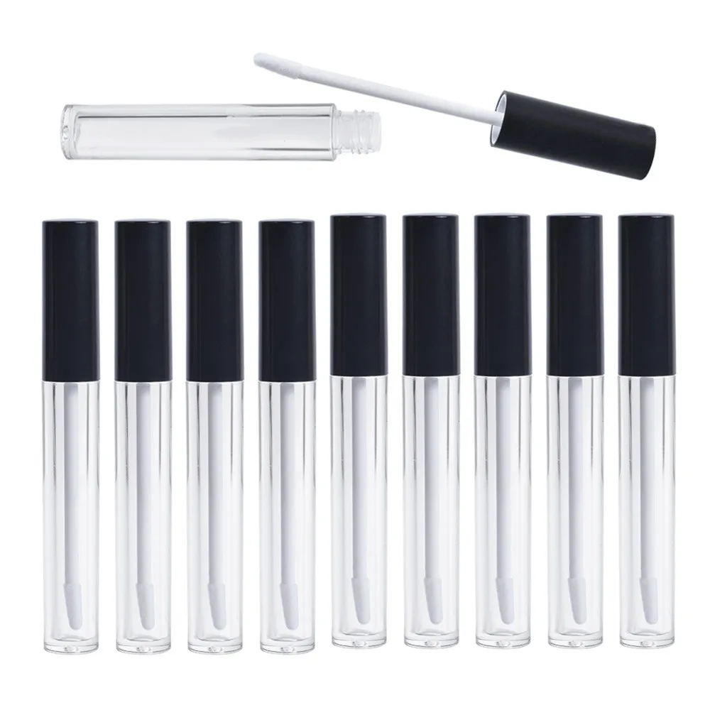 1/5pcs 5ml black lid Empty Lip Gloss Tubes ABS Plastic lip glaze tubes Lipstick Bottles DIY Cosmetic Containers sample vials