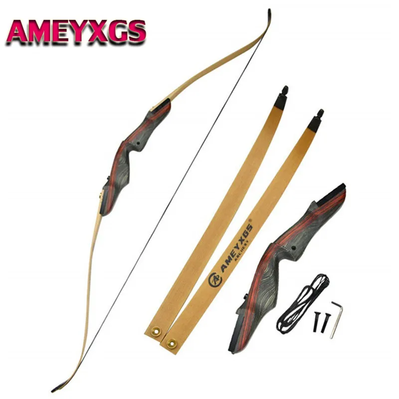 

1pc 62" Archery Recurve Bow 20-50lbs American Hunting Bow Takedown Right Hand Wooden Riser For Outdoor Hunting Shooting Training