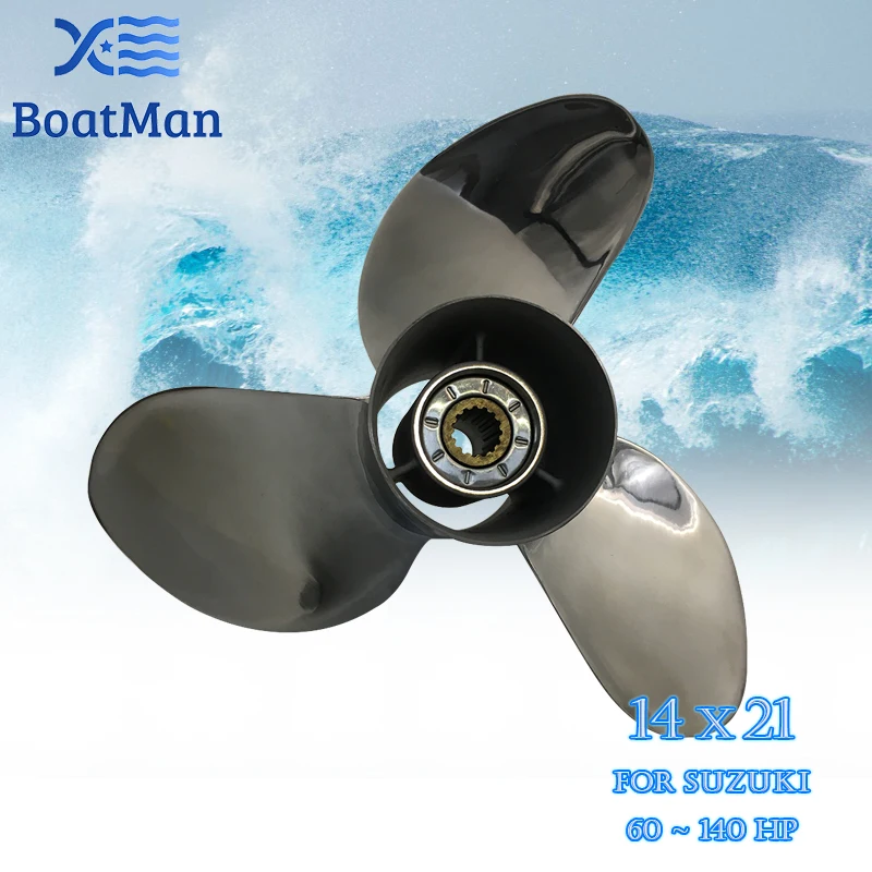 Outboard Propeller 14x21 For Suzuki Engine 50-140 HP Stainless Steel 15 Tooth splines Outlet Boat Parts LH