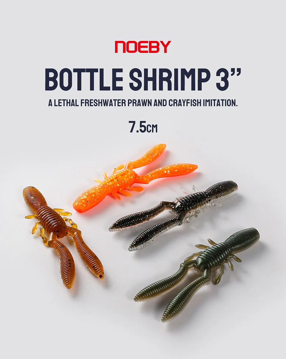 Noeby Flasche Shrimp Craw 75mm 3,3g Weich köder Silikon Swimbait Künstlicher Weich köder Barsch Hecht Bass Weich fisch köder – Detail 2
