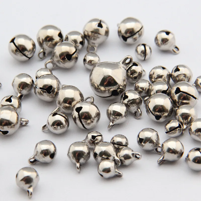 1 Pack/lot 6mm 8mm 10mm 12mm 14mm Bells  Rhodium Copper Jingle Small Bells Charms Beads Fit Christmas Decoration Crafts Bells