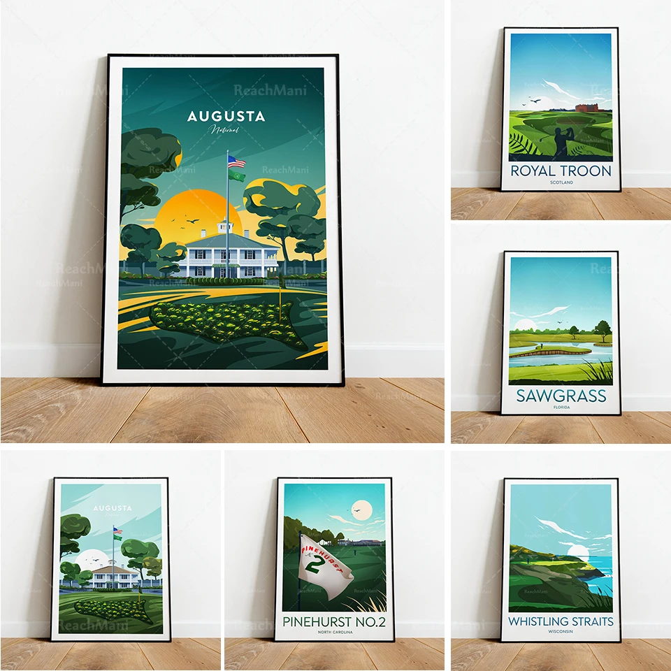 Pebble Beach Golf, Augusta National St. Andrew Golf Course Traditional Prints-Augusta National Golf Club Travel Prints Landscape
