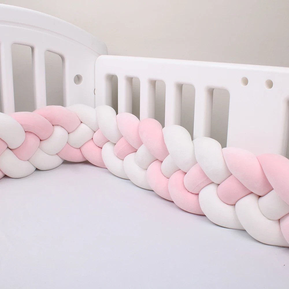 

4 Strands Knotted 2.2M/3M/3.6M Baby Bed Bumper Braided Crib Bumper Cotton Knot Pillow Crib Protector Baby Decoration Room