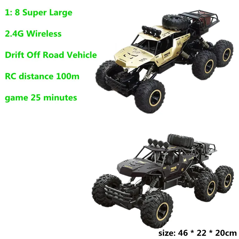 1:8 2.4Ghz  Remote Control car 4WD Wireless RC Vehicles Oversized Alloy Off-Road Vehicle Climbing Car L46cm Black Golden