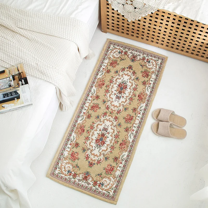 European Jacquard Carpet for Living Room, Flower Anti-slip Mats, Home, Bedroom Carpet, Luxury Doormat, Kitchen, Hallway Rug