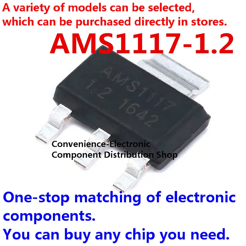 20PCS/PACK AMS1117 AMS1117-1.2 1.2V IC chip linear LDO integrated chip SOT-223 SMD regulated power supply step-down IC