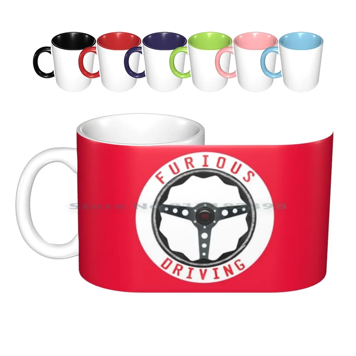 Furious Driving Logo-White Racing Number Circle Background Ceramic Mugs Coffee Cups Milk Tea Mug Furious Driving Furiousdriving