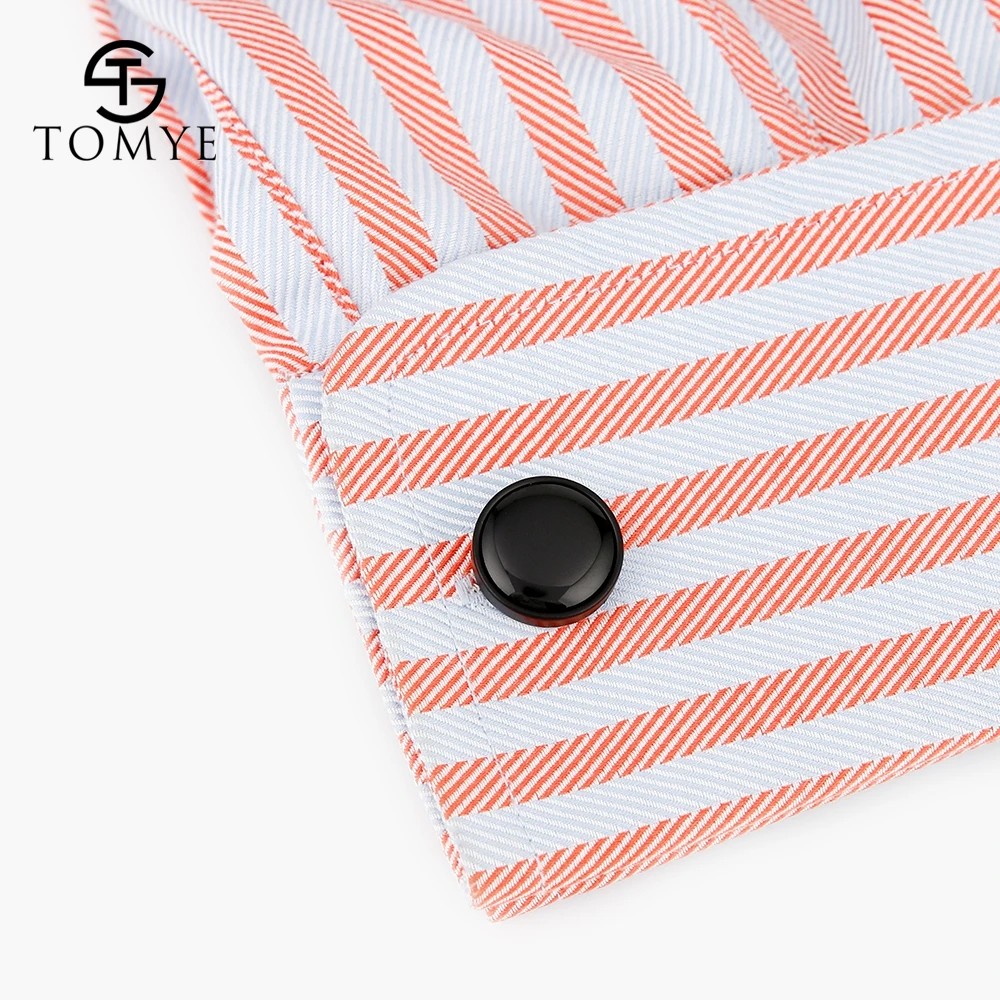 TOMYE Matte Black Round Groom Custom Enamel Unique Cufflinks for Shirt Men XK19S123