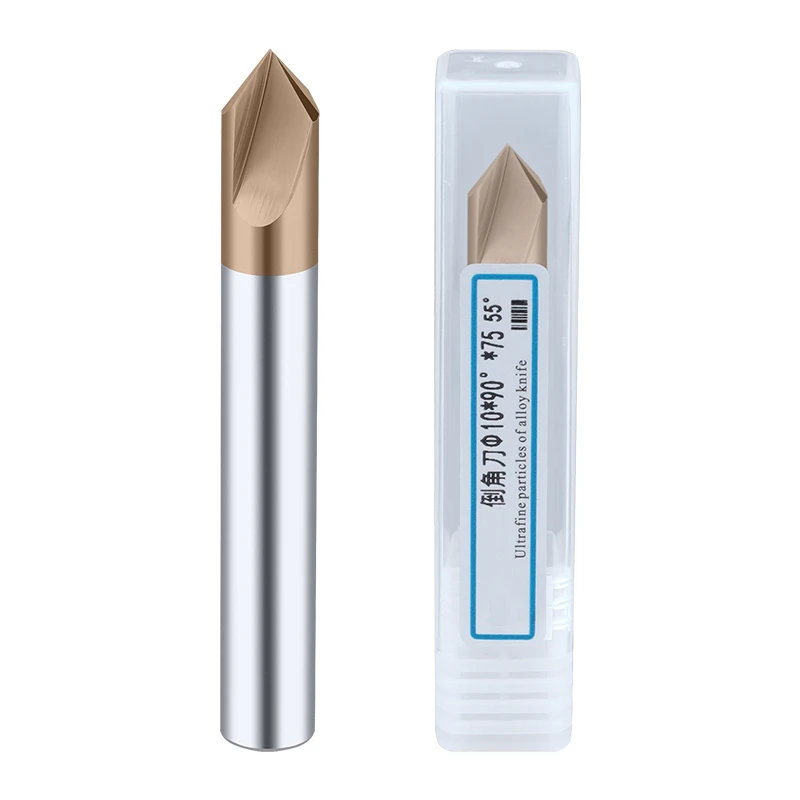 BEYOND HRC55 2 Flute Chamfering Cutter Dilapisi Carbide Tungsten Steel Chamfer End Mills 90 ° 60 ° 120 ° CNC Center 3-20Mm