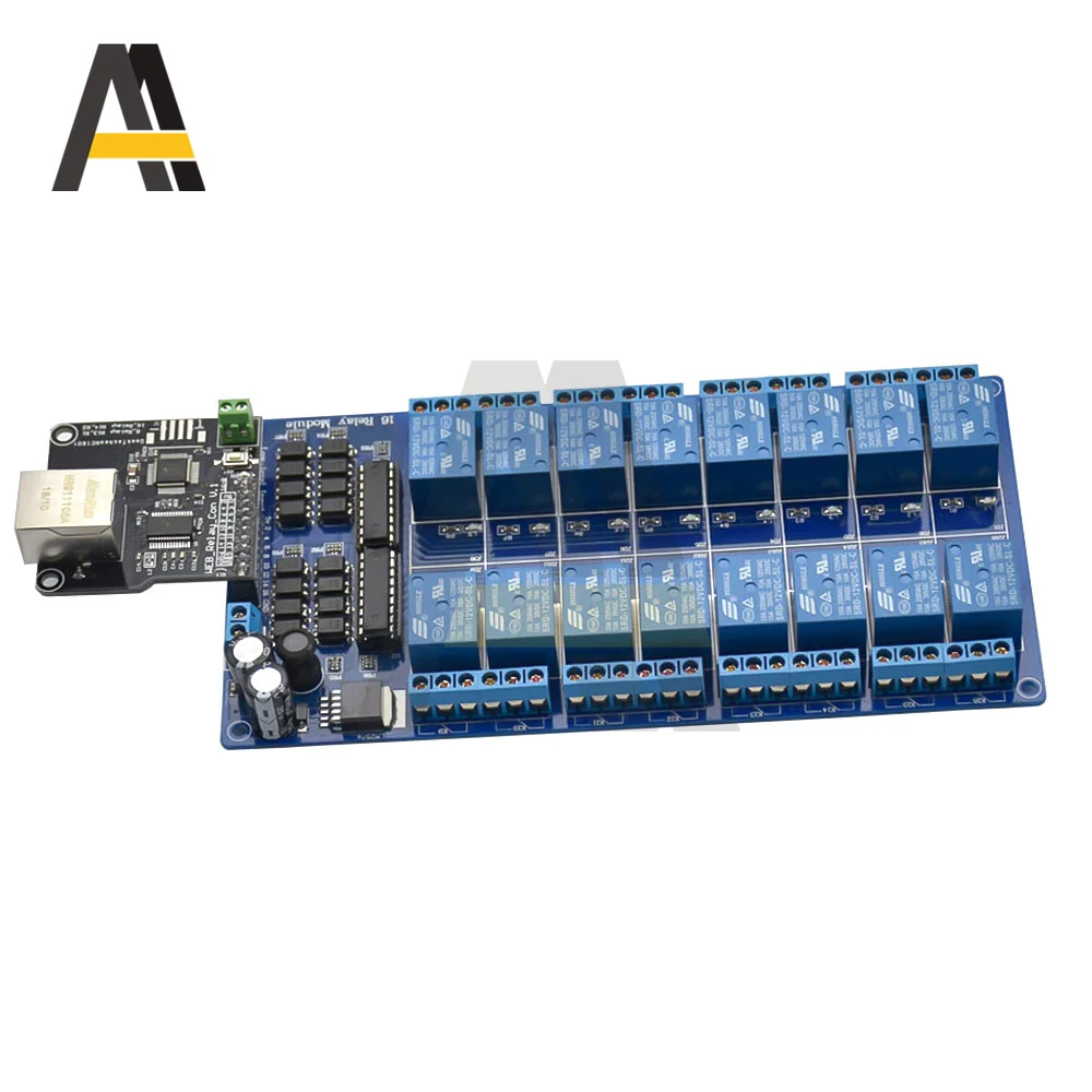 16 Channels RJ45 Relay Ethernet Control Module LAN WAN WEB Server Ethernet Controller Module Board For Home Automation