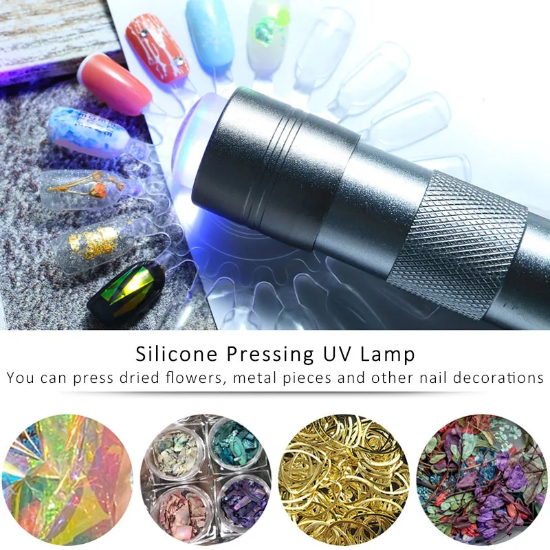 Handheld Nail Art Drying Lamp With Jelly Silicone Stamper Gel Nail Polish Quick Dry Silicone Pressing LED UV Lamp For Manicure