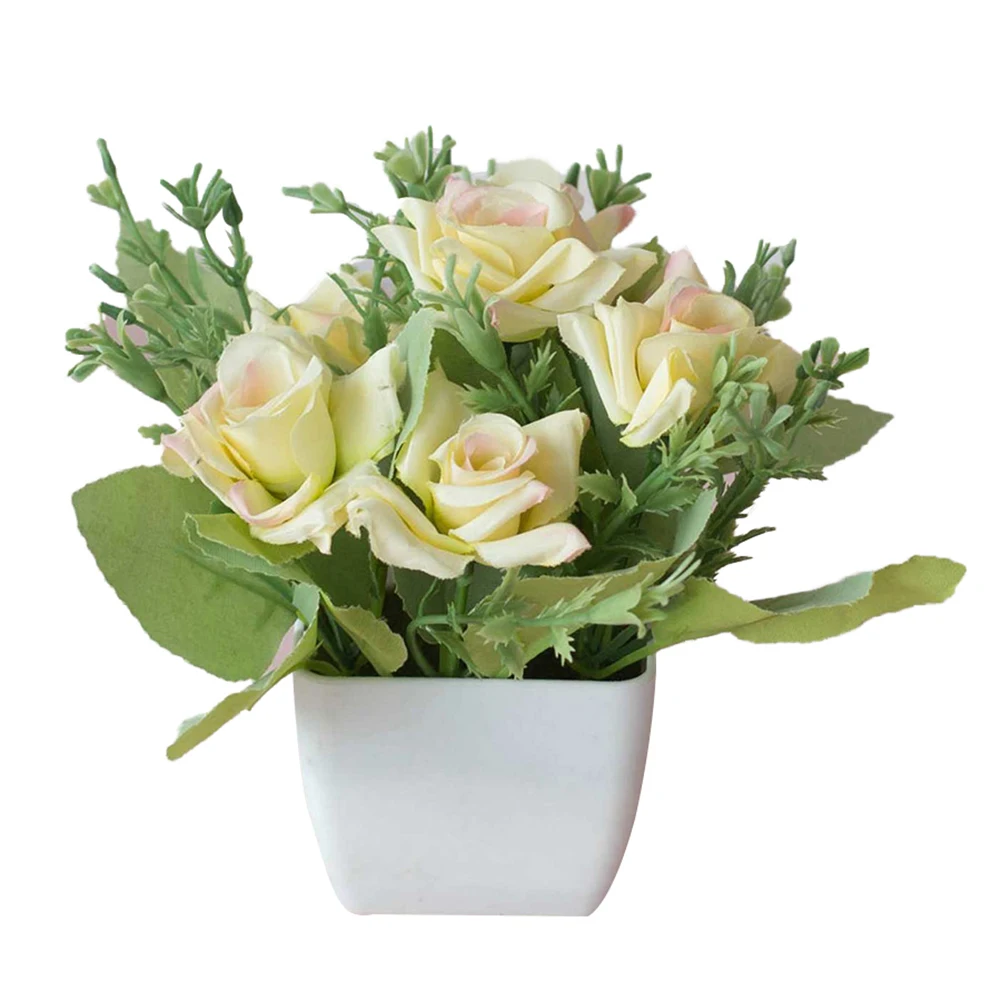 Hot Sales Beautiful Artificial Flower Pot Bonsai Stage Bridal Office Desk Love Hotel Wedding Arrangement Home Party Decor