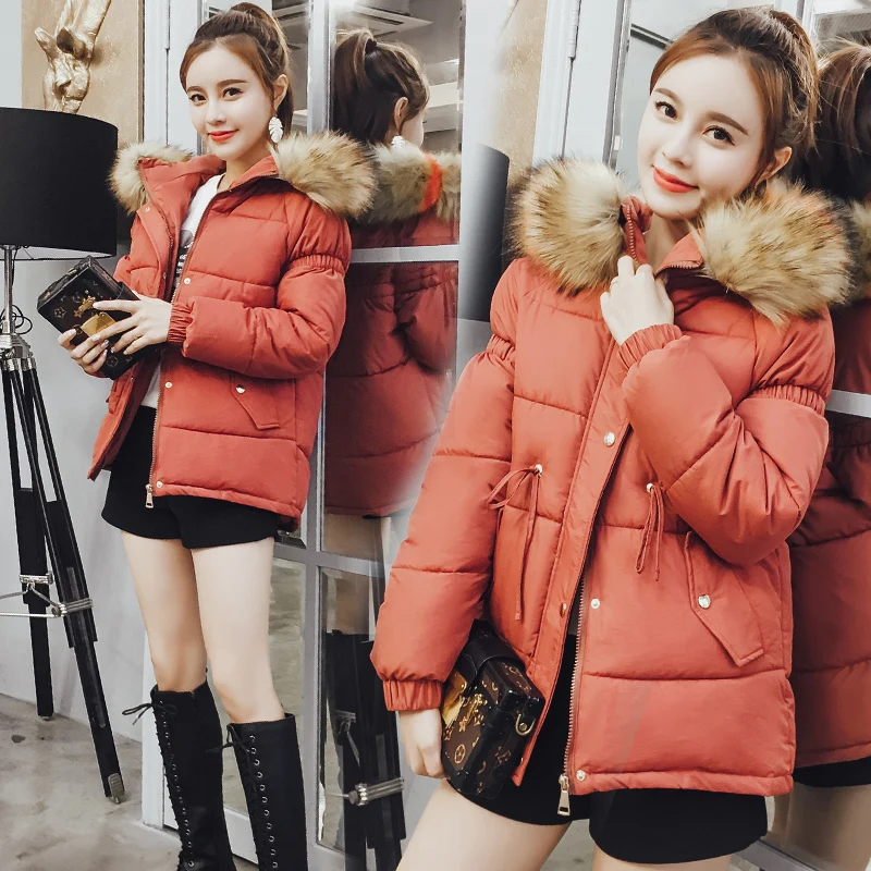 

Short Female Jacket Winter Coat Women Parka 2020 Padded Large Fur Collar Thick Korean Puffer Jacket Parkas Mujer KJ638