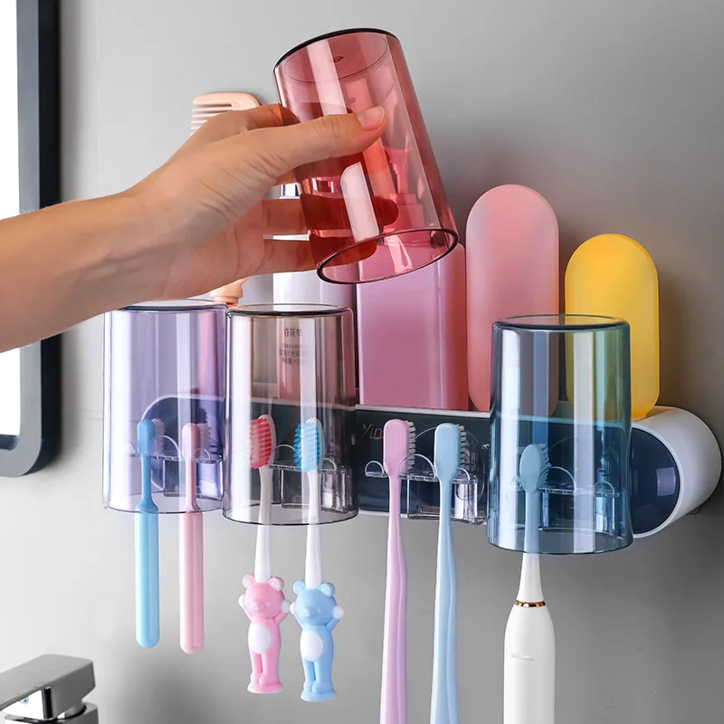 Wall Mount Automatic Toothpaste Dispenser Bathroom Accessories Set Toothpaste Squeezer Dispenser Bathroom Toothbrush Holder Tool