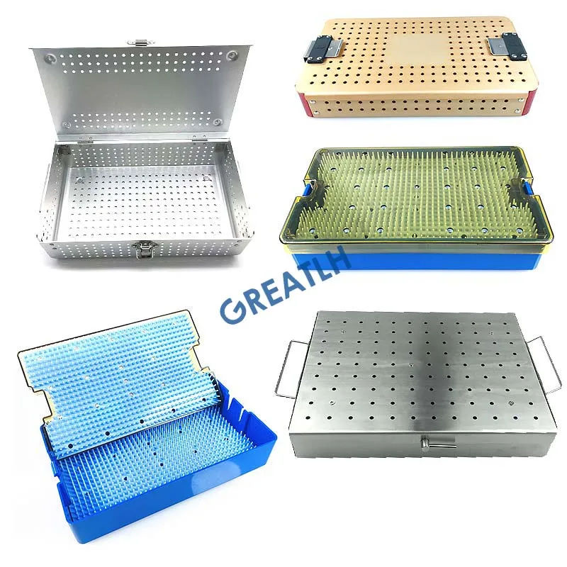 Double Layer Sterilization Case Autoclavable Tray Ophthalmic Instrument with Silicone Mat Ophthalmic Tool