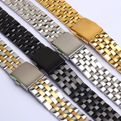 Solid Metal Watchabnds Bracelet Silver Black Rose Gold Men Women 316l Stainles Steel Watch Band Strap 14mm 16mm 18mm 20mm 22mm