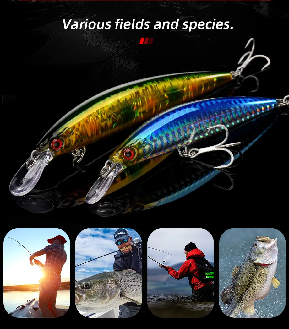 ALLBLUE Schwerer Minnow 90 mm/110 mm sinkender Jerkbait Longcast Angelköder Salzwasser Seebarsch Kunststoff Kunstköder Tackle – Detail 7