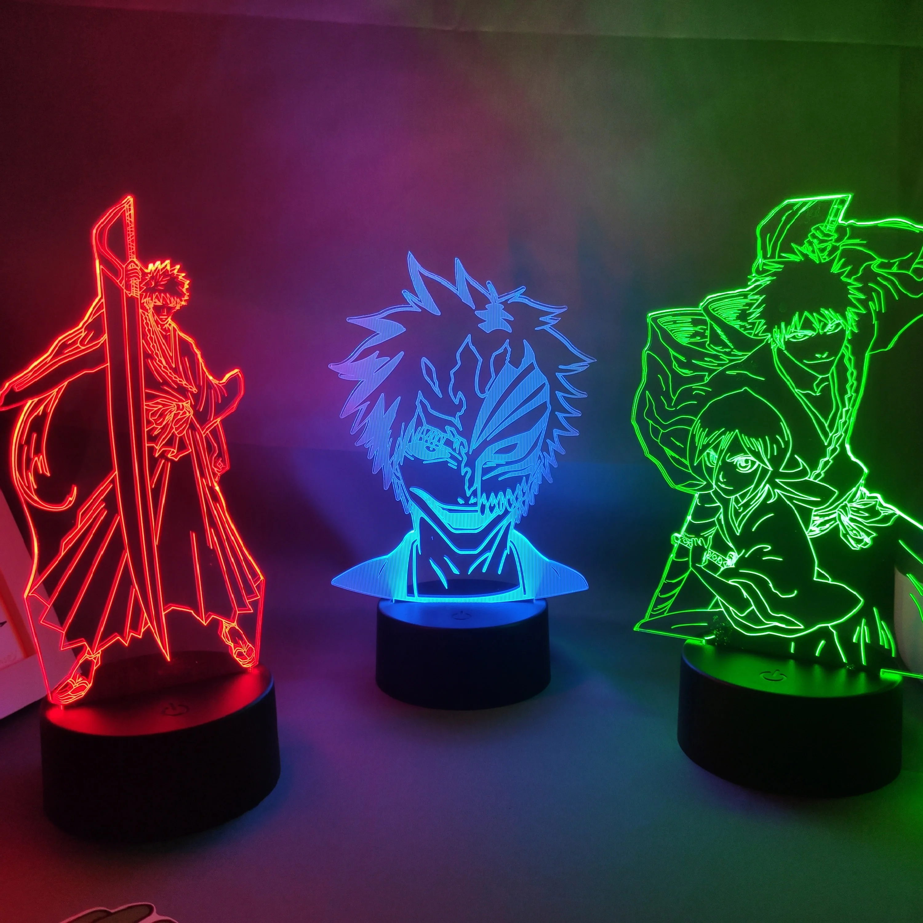 Imagem -02 - Anime Bleach Figura Ichigo 3d Led Neon Nightlights Presente de Aniversário para Amigos Otaku Bedroom Table Decor Manga Lava Lâmpadas Grimmjow