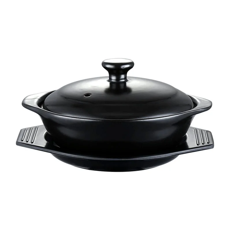 Black Enameled Claypot Rice Ceramic Casserole Cooking Pot Cantonese Pot Rice Cooking  Casserole Dish  Ceramic Casserole Set