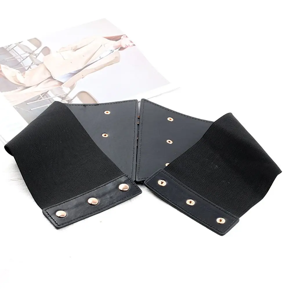 Buckle All-match High Waist Rivet Slimming Body PU Leather Cummerbund Skirt Decorations Elastic Waist Strap Wide Waistband