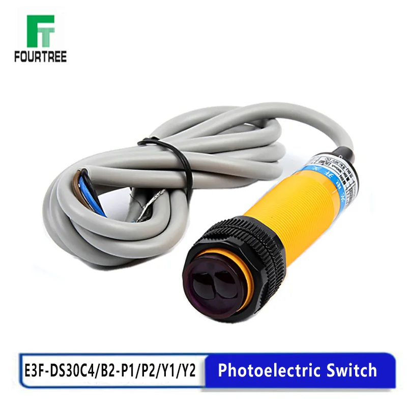 Photoelectric Switch Diffuse Reflection Sensor Proximity Switch E3F-DS30C4/B2/P1/P2/Y1/Y2 NPN PNP NO NC Distance 7-30cm