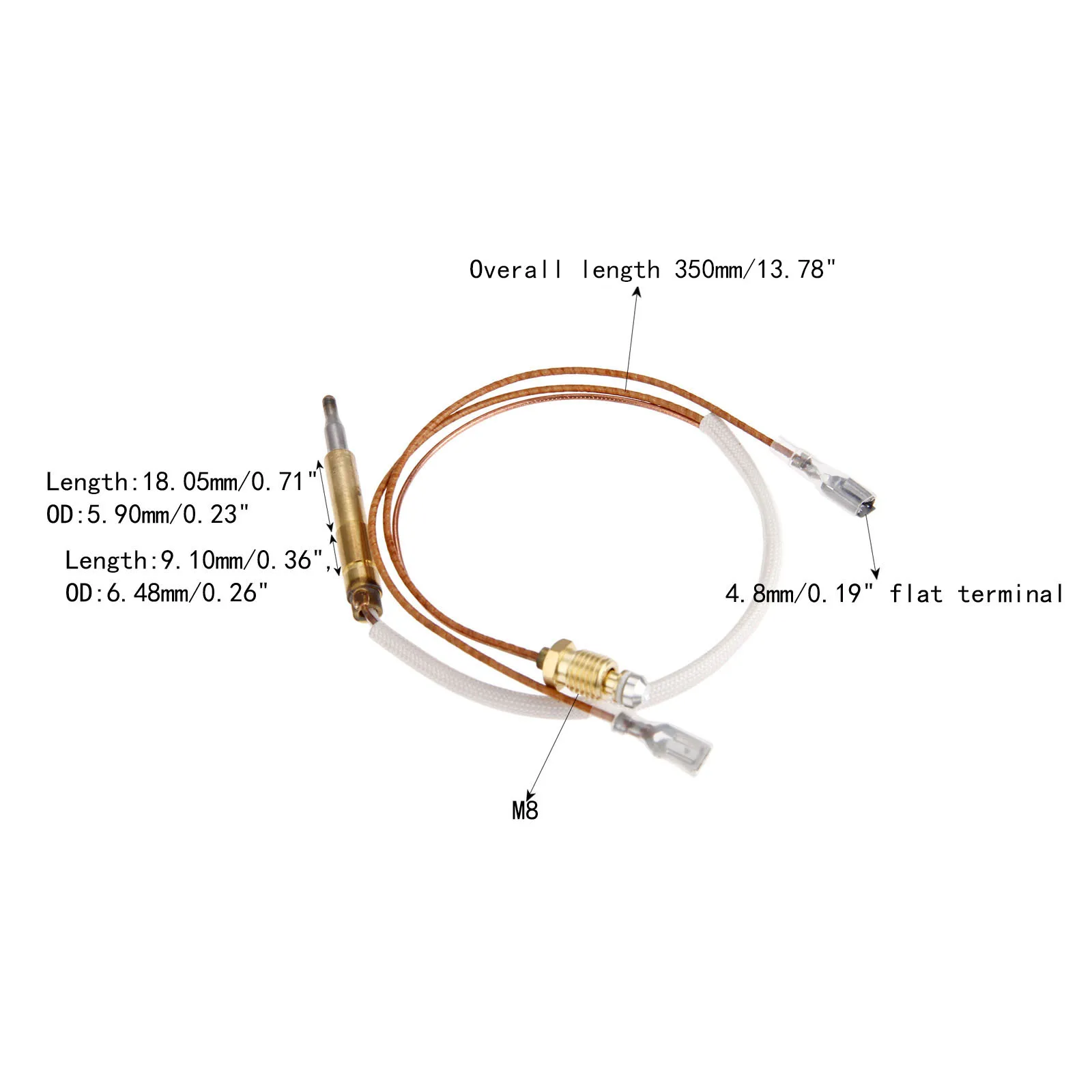 1PC 350mm Universal Thermocouple 4.8mm Terminal Nut M8 For Gas Patio Heater Outdoor Patio Heater Parts