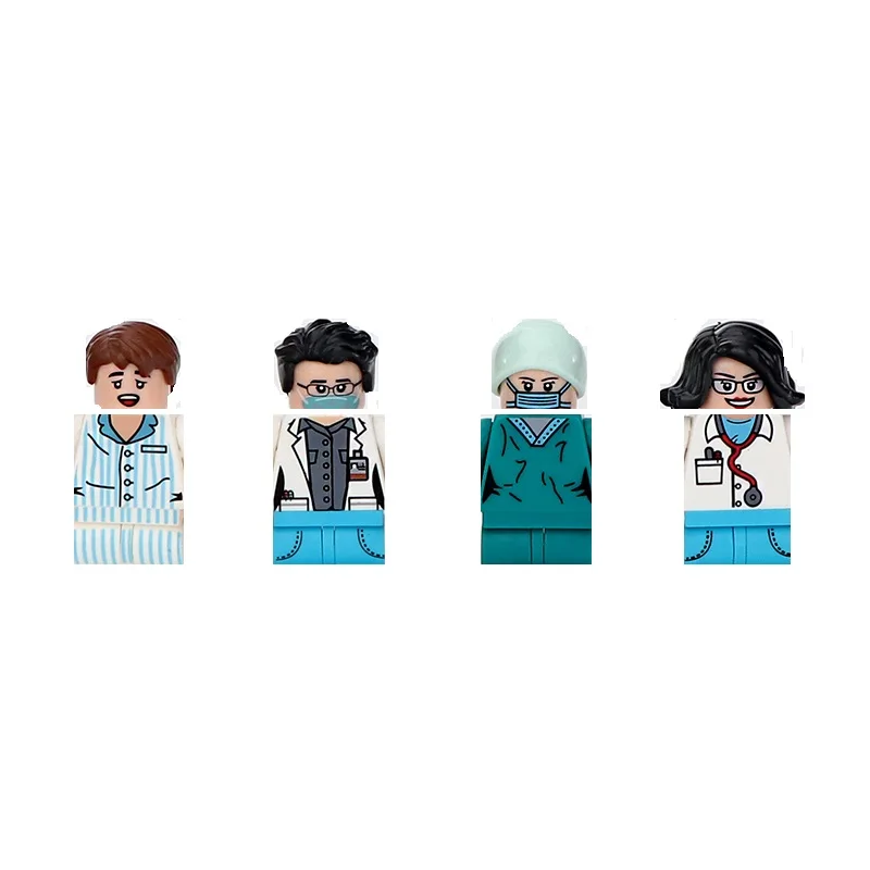 City Medical Staff Doctor Nurse MOC City Playmobil Brinquedos Figures Building Block Brick Mini Educational Toys for Children