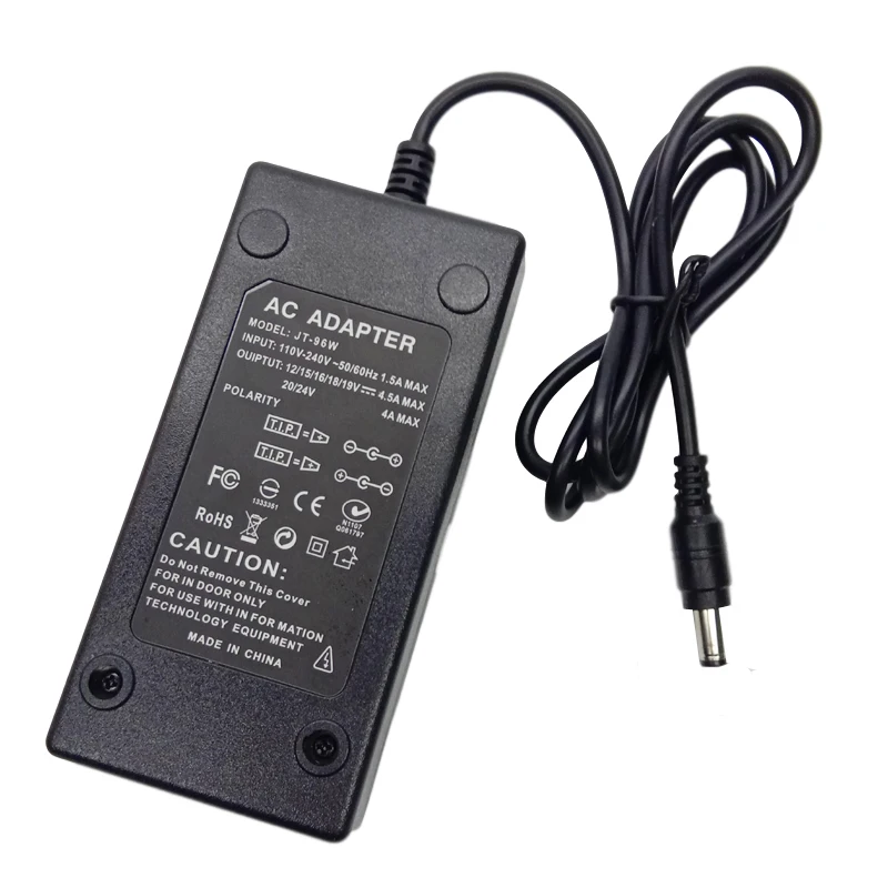 Adaptador de Alimentação Ajustável para Notebook, Carregador Universal, Plug Jack, Adaptador AC DC, 12V, 15V, 16V, 18V, 19V, 4.5A, 20V, 24V, 4A, 4A,