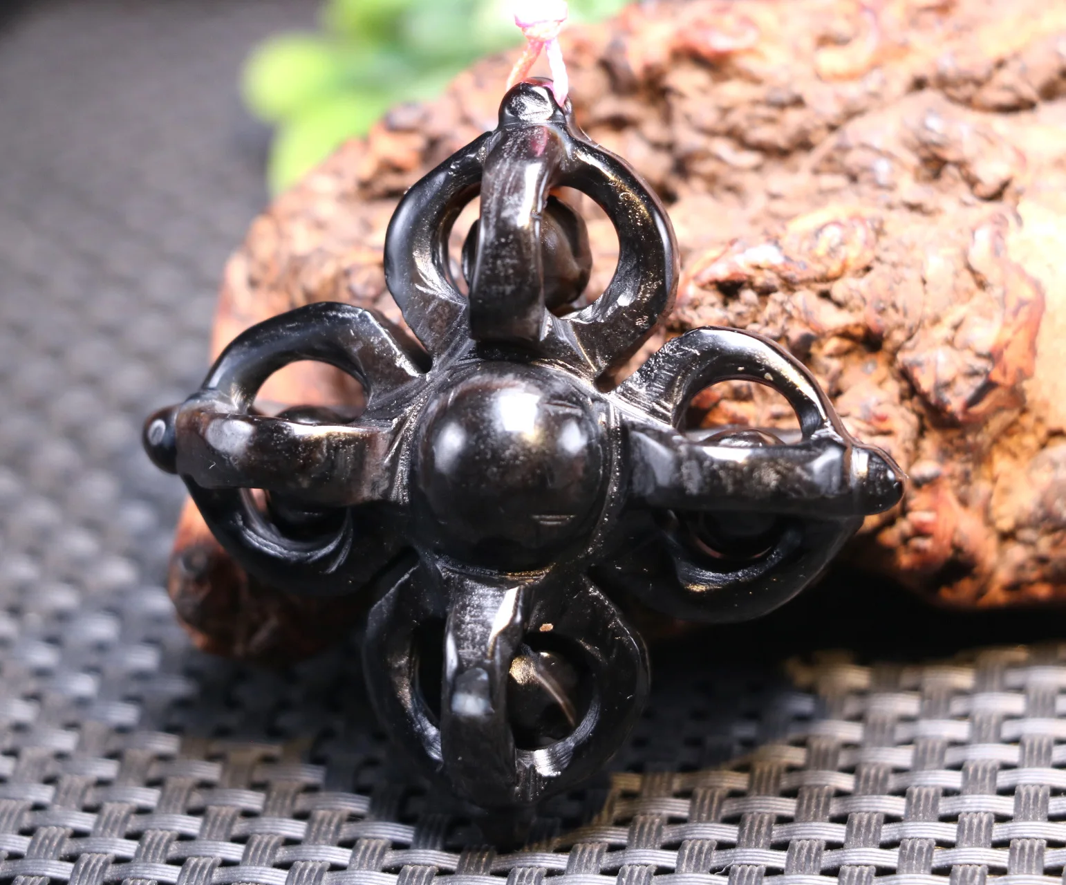 

Treasure Magic LKbrother Energy Tibetan Onyx 4 Wands Faqi Vajra Heaven Eye Pendant 2 Side Carving Amulet