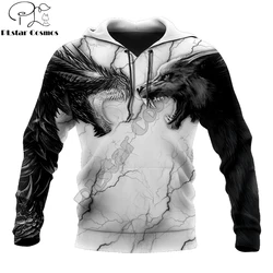 Tatuaje dragón y lobo 3D impreso moda hombres otoño sudaderas con capucha sudadera Unisex ropa de calle Casual chaqueta con cremallera pulóver KJ499