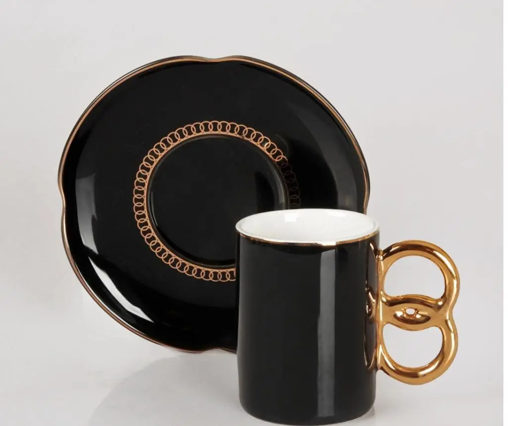 DOLBOVI Acar 6 personality Double Handle Luxury Black coffee cup Pad 009647 mug кружка coffee cup cup