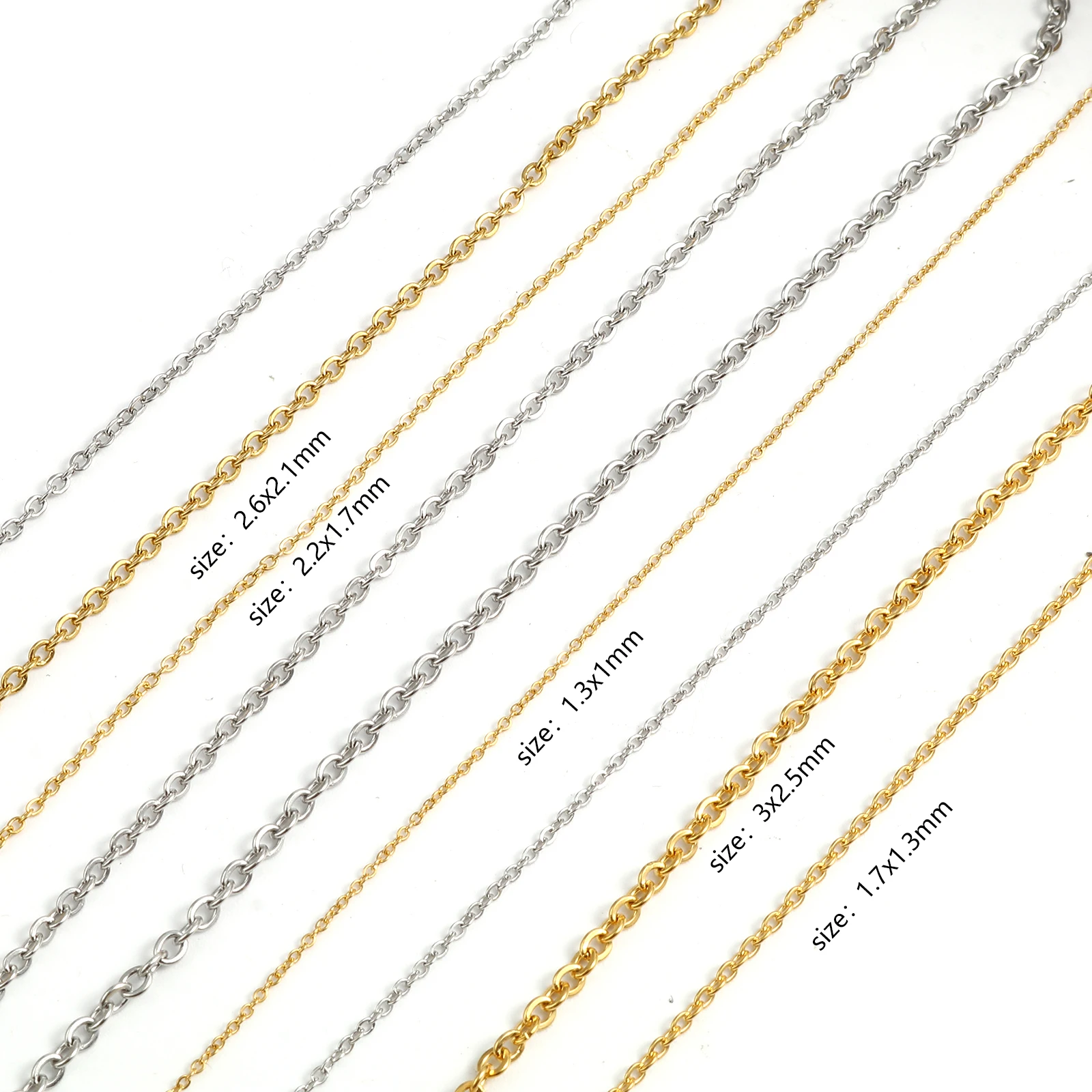 5Meter Stainless Steel Cross Chains Link Cable Chain Multicolor Gold Color Silver Color For DIY Necklace Braceley Jewelry Making